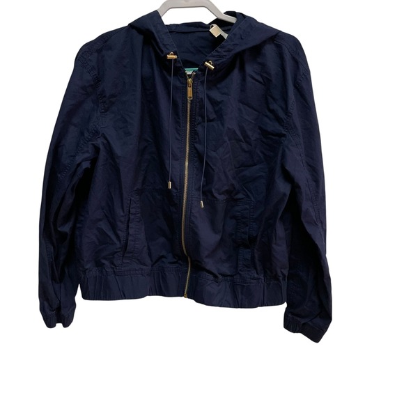 Michael Kors Navy‎ Blue Hooded Full Zip Jacket Lightweight Coat M - Picture 1 of 7